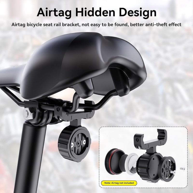 Dr.DJ Seat Rail Mount Compatible with Garmin Varia & Airtag Bike Mount, Waterproof Anti-Theft Bicycle GPS Tracker Bike Airtag Holder, for Garmin Varia Tail Light RTL510/RTL515/RVR315 Rearview Mount - Image 2